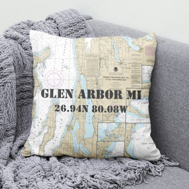 Authentische Übersicht über die Stadt Michigan Kissen (Von Creator hochgeladen)
