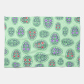 Authentische ukrainische Folk Art Eggs Muster Grün Geschirrtuch (Horizontal)