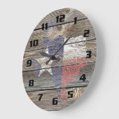 Authentische und rustikale Texas Karte und Flagge  Große Wanduhr (Winkel)