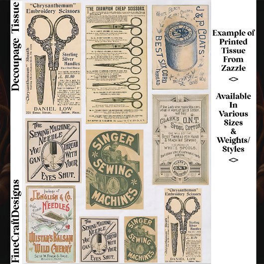 Authentische Vintage-Nähwerbung ES1 Decoupage Seidenpapier