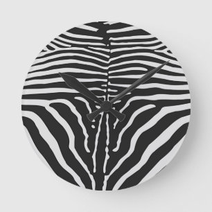 Authentische Zebra-Skin-Printwerbung - Schwarz-wei Runde Wanduhr