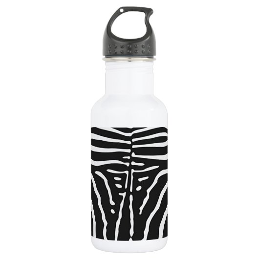Authentische Zebra-Skin-Printwerbung - Schwarz-wei Trinkflasche (Vorderseite)