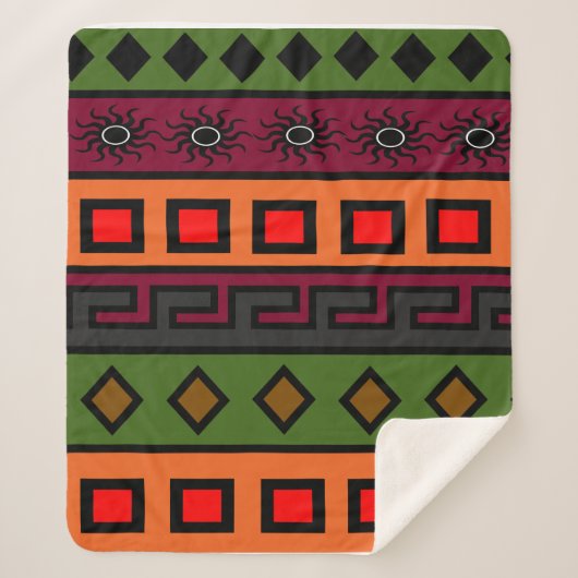 authentischer afrikanischer Stamm verziert Sherpadecke (Vorderseite)