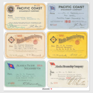 Authentischer Alaska- und Pazifischer Dampfschiffp Aufkleber