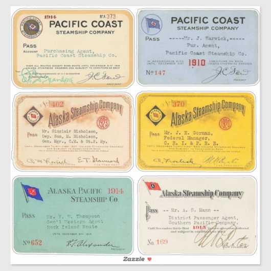 Authentischer Alaska- und Pazifischer Dampfschiffp Aufkleber (Blatt)