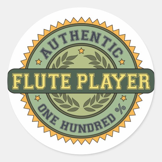 Authentischer Flute-Player Runder Aufkleber (Vorderseite)