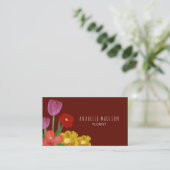 Authentischer, handgezogener Blume Maroon Visitenkarte (Stehend Vorderseite)