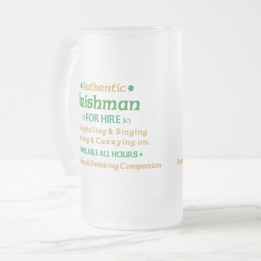 Authentischer Ire für Miire Funny Mattglas Bierglas (Vorderseite Links)