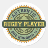 Authentischer Rugby-Player Runder Aufkleber (Vorderseite)