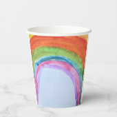 Authentischer Wasserfarben-Regenbogen-Party-Papier Pappbecher (Rückseite)