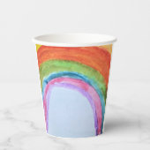 Authentischer Wasserfarben-Regenbogen-Party-Papier Pappbecher (Vorderseite)