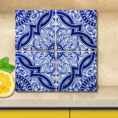 Authentisches Blau-Weiß-Mittelmeer-Azulejo-Muster Fliese