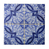Authentisches Blau-Weiß-Mittelmeer-Azulejo-Muster Fliese (Vorderseite)