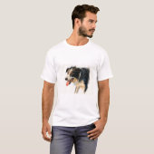 Authentisches Border Collie T-Shirt mit Wasserfarb (Vorne ganz)