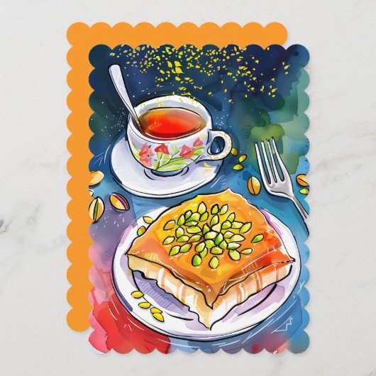 Authentisches Kunafa Nablus Dessert ك ن ا ة Einladung (Vorne/Hinten)