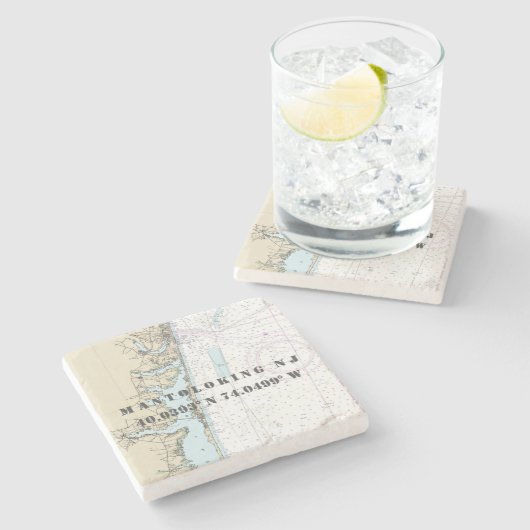 ⚓ Authentisches NOAA-Nautical Chart New Jersey Steinuntersetzer (Seitenansicht)