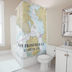 Authentisches NOAA-Nautical Chart San Francisco Ba Duschvorhang