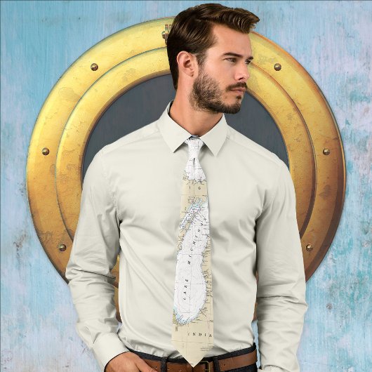 Authentisches Seekarte des Michigan Lake Krawatte