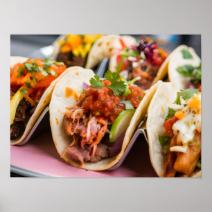 Authentisches Tacos: Beliebtes Essen in der mexika Poster