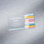 Author Book Launch Cute Pastel Freelance Writer Magnetische Visitenkarte (Beispiel)