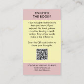 Author Book Review Request Card QR Code Pastel Visitenkarte (Rückseite)