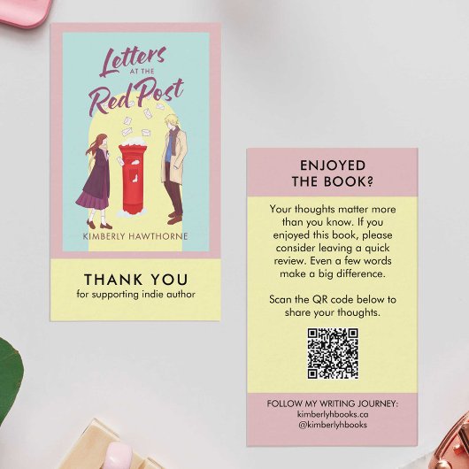 Author Book Review Request Card QR Code Pastel Visitenkarte