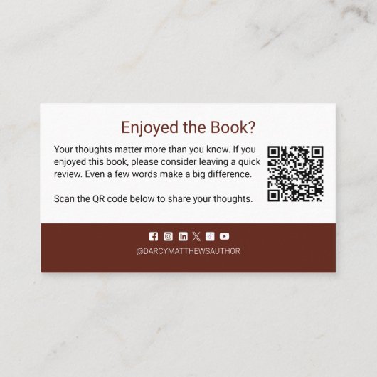 Author Book Review Request QR Code Thank you Visitenkarte (Rückseite)
