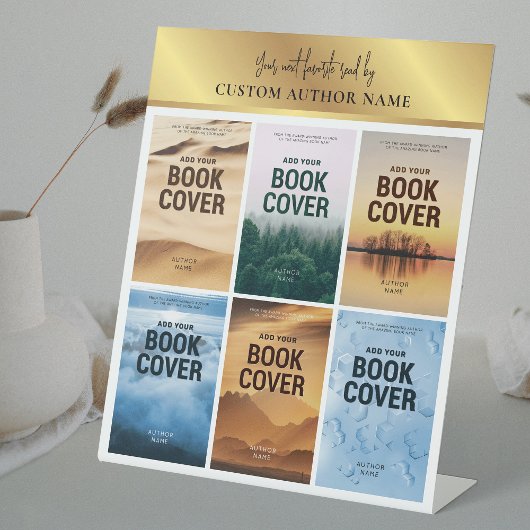 Author Book Series Photo Collage White & Gold Sockelschild