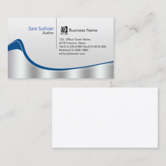 Author Chrome Silver Wave Beruflich Visitenkarte (Vorne/Hinten)