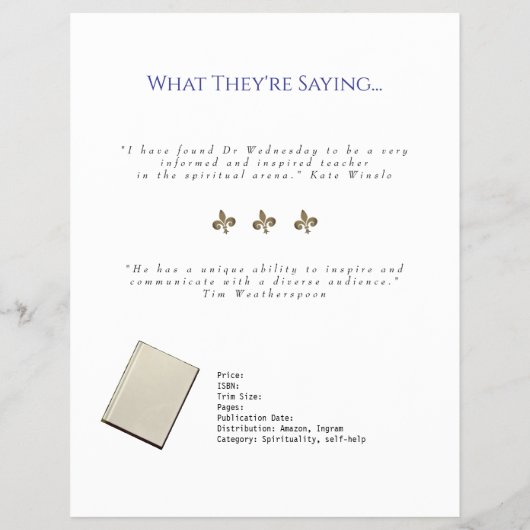 Author One Sheet Book Marketing Blue Flyer (Hinten)