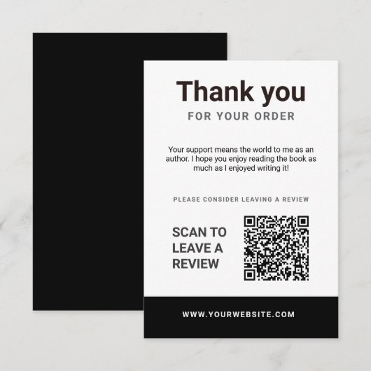 Author Thank You Insert Card Book Review Request (Vorne/Hinten)