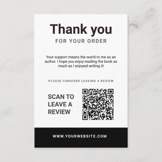 Author Thank You Insert Card Book Review Request (Vorderseite)