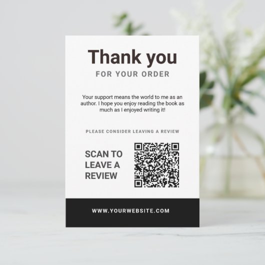 Author Thank You Insert Card Book Review Request (Stehend Vorderseite)