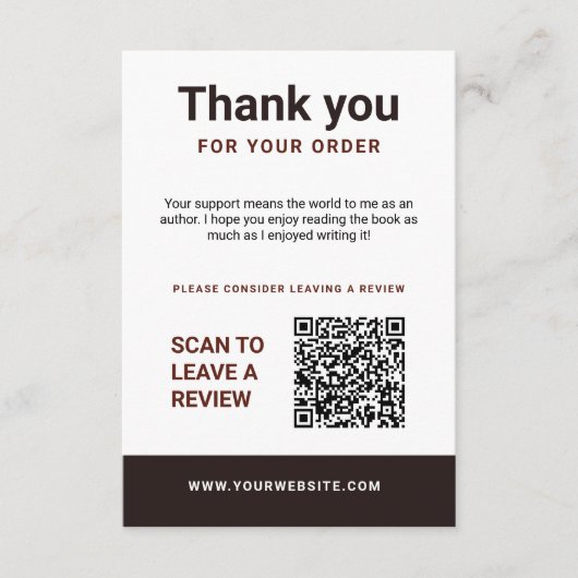 Author Thank You Insert Card Book Review Request (Vorderseite)