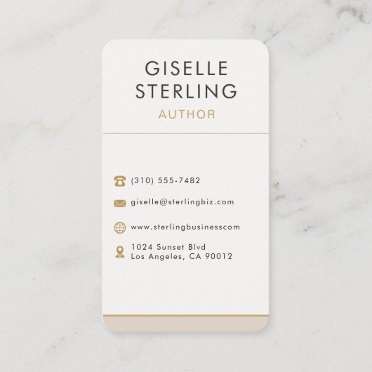 Author Writer Professional Visitenkarte (Rückseite)