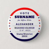 Authorized Volunteer 2026 Election Campaign ID Button (Vorderseite)