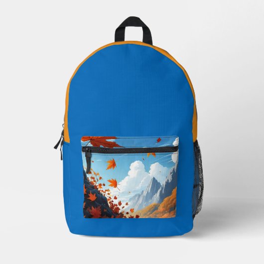 Authumn leaves blue-orange bedruckter rucksack (Vorderseite)