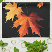 Authumn leaves Kitchen towel black Geschirrtuch (Gefaltet)