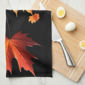 Authumn leaves Kitchen towel black Geschirrtuch (Viertel Falte)