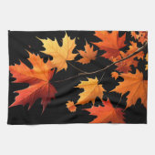 Authumn leaves Kitchen towel black Geschirrtuch (Horizontal)