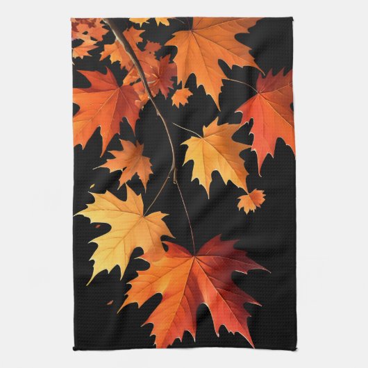 Authumn leaves Kitchen towel black Geschirrtuch (Vertikal)