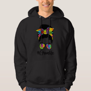 Autie Gram Life Autismus Awareness Messy Bun Girl  Hoodie