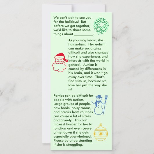 Autisan Christmas Girl Flat Card (Vorderseite)