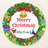 Autisan Christmas Wreath Runder Pappuntersetzer (Vorderseite)