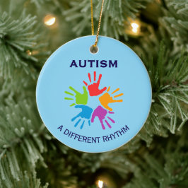 Autism A Different Rhythm Handprint Christmas Keramik Ornament