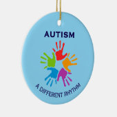 Autism A Different Rhythm Handprint Christmas Keramik Ornament (Rechts)