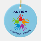 Autism A Different Rhythm Handprint Christmas Keramik Ornament (Vorne)