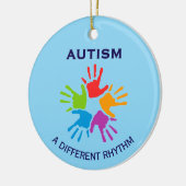 Autism A Different Rhythm Handprint Christmas Keramik Ornament (Links)