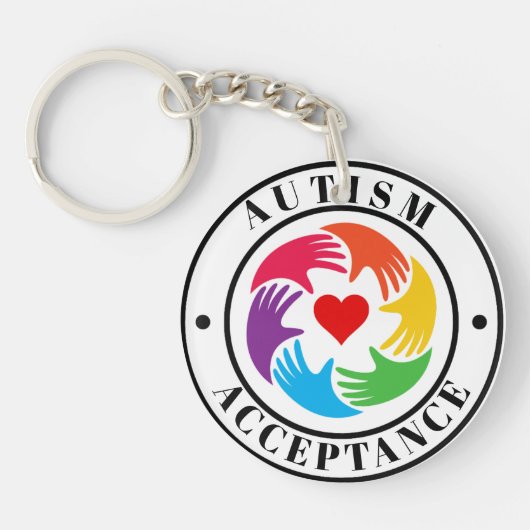 Autism Acceptance Hands & Heart Circle  Schlüsselanhänger (Vorderseite)