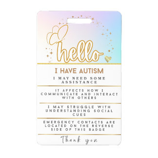 Autism Alert Autistic Contact Badge Ausweis